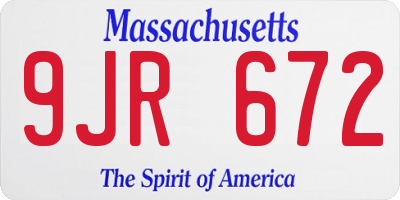 MA license plate 9JR672