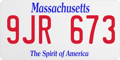 MA license plate 9JR673