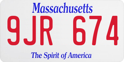 MA license plate 9JR674