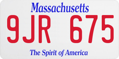 MA license plate 9JR675