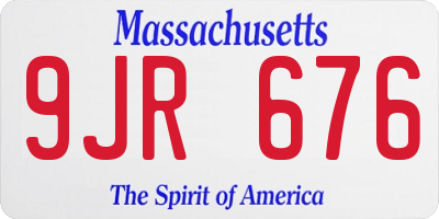 MA license plate 9JR676