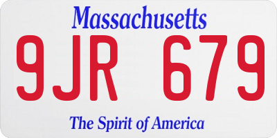 MA license plate 9JR679