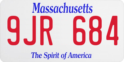 MA license plate 9JR684