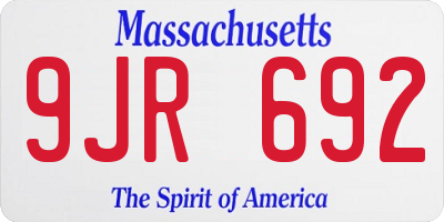 MA license plate 9JR692
