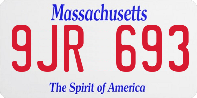 MA license plate 9JR693