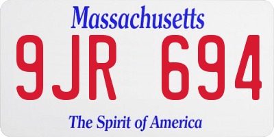 MA license plate 9JR694