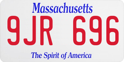 MA license plate 9JR696