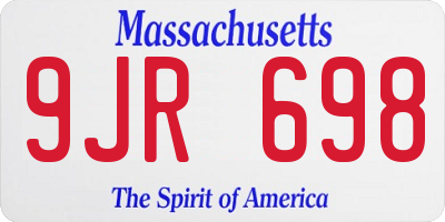 MA license plate 9JR698
