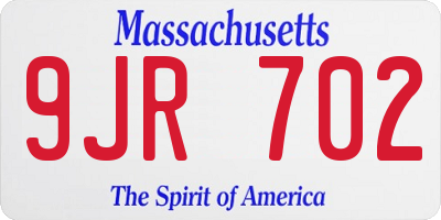 MA license plate 9JR702