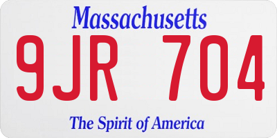 MA license plate 9JR704