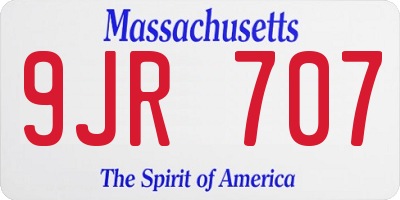 MA license plate 9JR707
