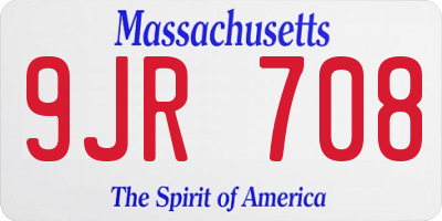 MA license plate 9JR708
