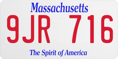 MA license plate 9JR716