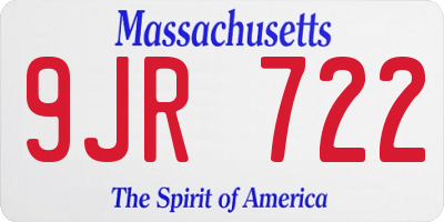 MA license plate 9JR722