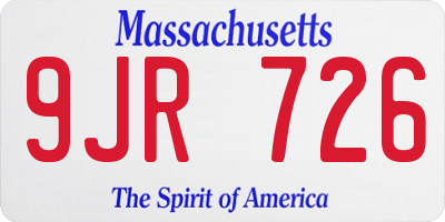 MA license plate 9JR726