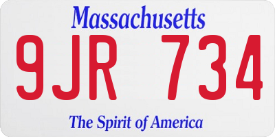 MA license plate 9JR734