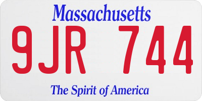 MA license plate 9JR744