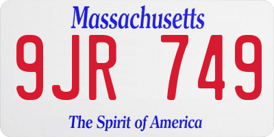 MA license plate 9JR749