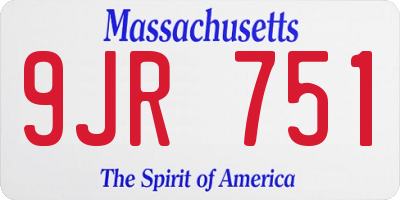 MA license plate 9JR751