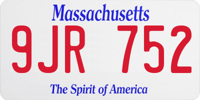 MA license plate 9JR752