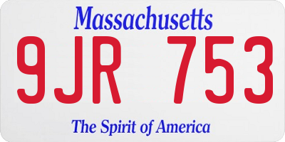 MA license plate 9JR753