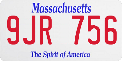 MA license plate 9JR756