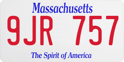 MA license plate 9JR757