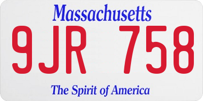 MA license plate 9JR758