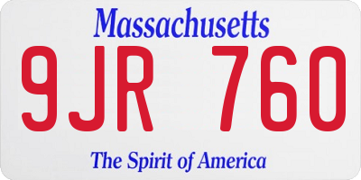 MA license plate 9JR760