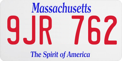 MA license plate 9JR762