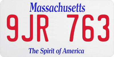 MA license plate 9JR763