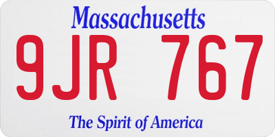 MA license plate 9JR767