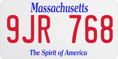 MA license plate 9JR768
