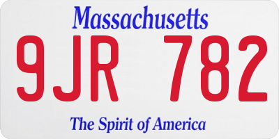 MA license plate 9JR782
