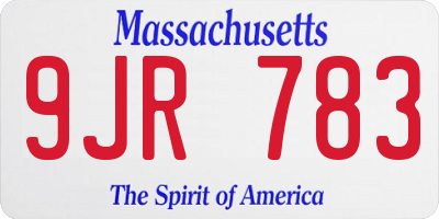 MA license plate 9JR783