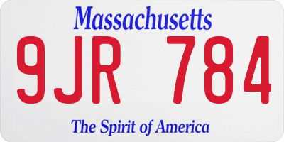 MA license plate 9JR784