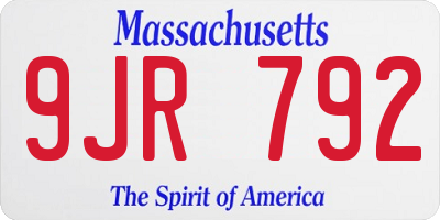 MA license plate 9JR792