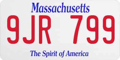 MA license plate 9JR799