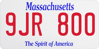MA license plate 9JR800