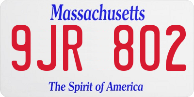 MA license plate 9JR802