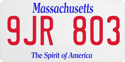 MA license plate 9JR803