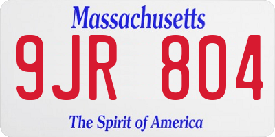 MA license plate 9JR804