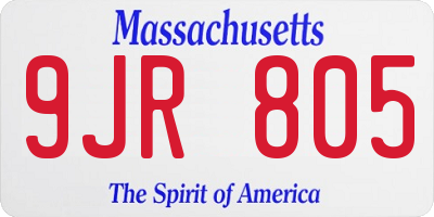 MA license plate 9JR805
