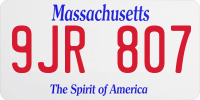 MA license plate 9JR807