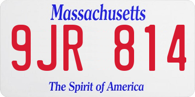MA license plate 9JR814