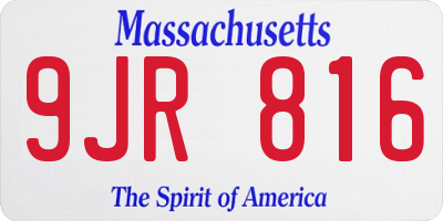 MA license plate 9JR816