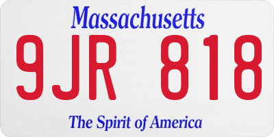 MA license plate 9JR818