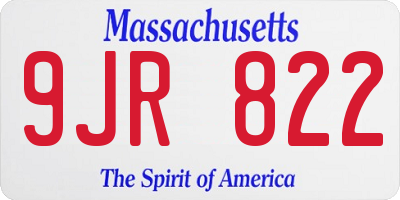 MA license plate 9JR822