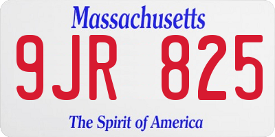MA license plate 9JR825