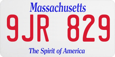 MA license plate 9JR829